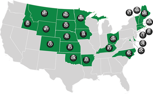 Map showing the states where Lucky for Life is played
